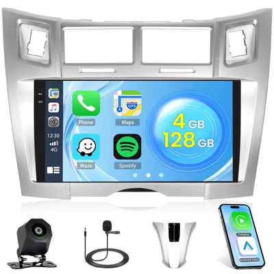 Productafbeelding van 4G+128G Android 15 Autoradio voor Toyota Yaris/Vizi 2005-2011 met Draadloos Carplay en Android Auto