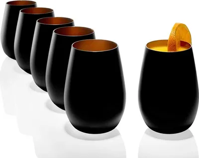 Produktbild von Stölzle Lausitz Gläser 465ml I Trinkgläser 6er Set I Trink-Gläser-Set spülmaschinenfest mit hoher Bruchresistenz I Universalgläser als Wassergläser Saftgläser Whisky Gläser I Schwarz Bronze