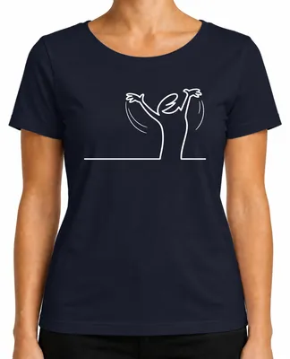 Imagen del producto de Camiseta para mujer, diseño "Linea Balum Strichmännchen Osvaldo Cartoon", color azul marino, talla L