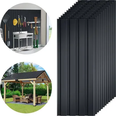 Obrázek produktu pro Jayseuw 12x trapézový plech 115x45 cm=6 ㎡ Střešní plech pro přístřešek na auto antracitový profilovaný plech střešní plech vlnitý plech střešní panely stěnové plechy šedé barvy