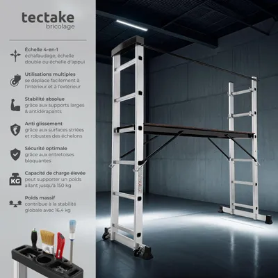 Image de Échelle polyvalente en aluminium avec structure en échelle - argent