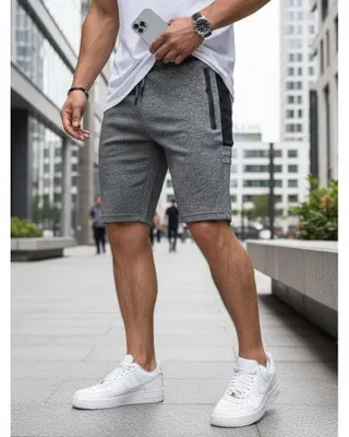 Imagen del producto de Dstreet Pantalones cortos de chándal para hombre, color gris oscuro, talla XL