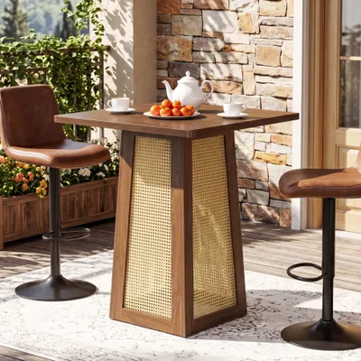 Produktbild von Tribesigns quadratischer Bartisch, Stehtisch in Tresenhöhe | MDF, 95 cm Hochtisch für 2–4 Personen, für Hausbar, Wohnzimmer, Bistro, Kaffeecke