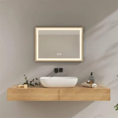LED-Badspiegel 70x50 cm, Touch-Schalter, Anti-Beschlag, 4300 K