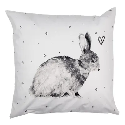 Produktbild von Clayre & Eef Kissenbezug 45x45 cm Weiß Polyester Kaninchen
