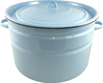 Produktbild von XXL Emaille 32 Liter Behälter mit Deckel hellblau Retro Nostalgie Geschirr light blue perfekt zum einlegen