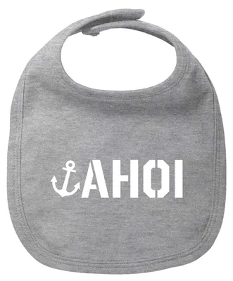 Produktbild von Huuraa Baby Lätzchen Ahoi Anker Seemannsgruß Heather Grey Klettverschluss  Baumwolle Latz Geschenkidee