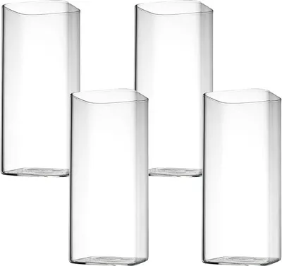 Zdjęcie produktu dla Kwadratowe szklanki koktajlowe 4 sztuki 400 ml Cienkie kwadratowe eleganckie szklanki barowe do wody, soku, piwa, a także koktajli mojito i napojów mieszanych