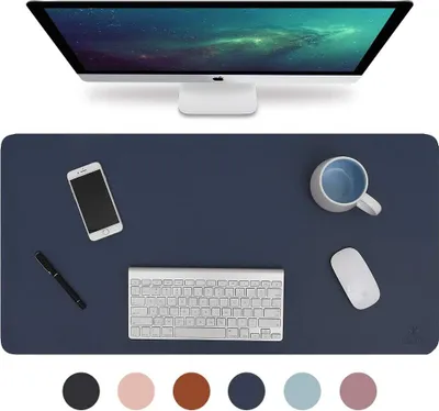 Produktbild von Tischunterlage, Schreibtischunterlage, 80 x 40cm Kunstleder Tischunterlage, Laptop Tischunterlage, wasserdichte Schreibunterlage für Büro- oder Heimbereich, doppelseitig (Schwarz/Schwarz)