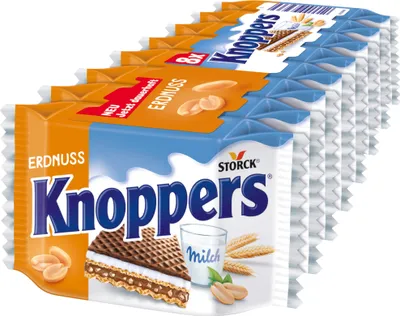 Image de Knoppers Schnitte Erdnuss 8 armes croustillantes en emballage individuel 200g