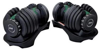 Produktbild von PH FitnessVerstellbare Kurzhantel mit Drehsystem, kompakt und platzsparend – mehrere Gewichtsstufen, ideal für Krafttraining und Home Gym