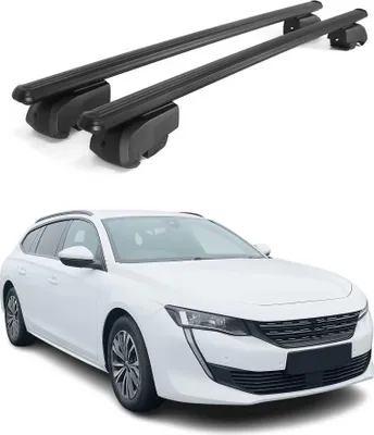 Zdjęcie produktu dla Poprzeczne relingi dachowe do Peugeota 508 (2019–2023) – aluminium, kolor czarny, z homologacją ABE