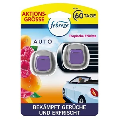 Produktbild von Febreze Auto Lufterfrischer Tropische Früchte 2x2ml - Raumduft (1er Pack)