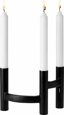 Immagine prodotto di Stelton Kerzenständer Ora dreiarmig, Kerzenleuchter, Kerzenhalter, Edelstahl pulverbeschichtet, Black, 110