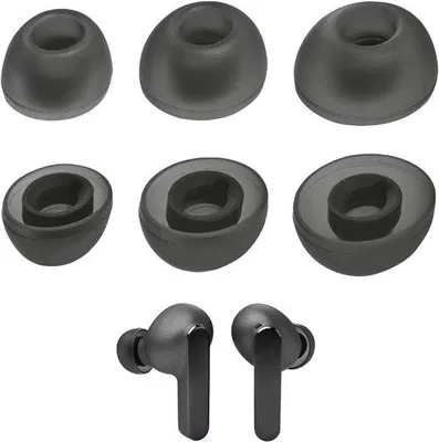 Image de Embouts en silicone pour écouteurs sans fil - Noir/Bleu - Lot de 3 paires - différentes tailles - embouts de rechange souples et confortables