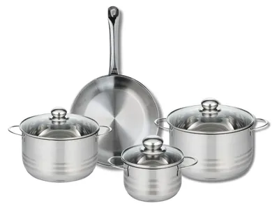 Image de Ensemble de 1 Poêle de cuisson 28 cm et 3 faitouts 16, 20 et 24 cm Elo Profi Brillant