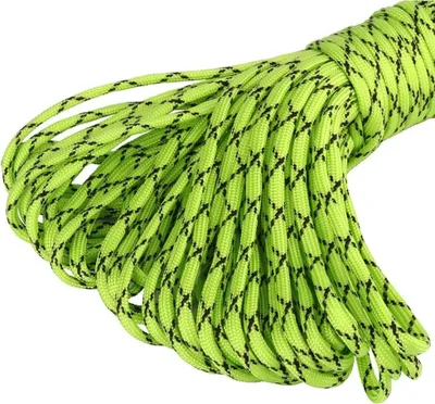 Produktbild von 15m Farbe-023 hellgrün-schwarz Paracord 550 Fallschirmschnur Nylonleine
