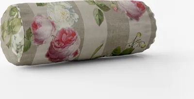 Produktbild von SCHÖNER LEBEN. Kissenhülle Outdoor Streifen Hortensien hellgrau grün Größe 15x40cm (ØxB) Nackenrolle 15x40cm (ØxB) Nackenrolle Größe