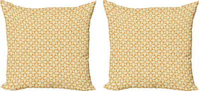 Obrázok produktu pre ABAKUHAUS Súprava obliečok na vankúš Aster (2 ks), súhrnný kvetinový vzor s geometrickými retro kruhmi Vintage vzor, 45 x 45 cm, krémový nechtík