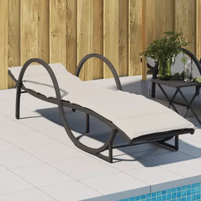 Produktbild von Möbel Sonnenliege mit Auflage Schwarz 60x199x42 cm Poly Rattan - Gartenliegen 368257