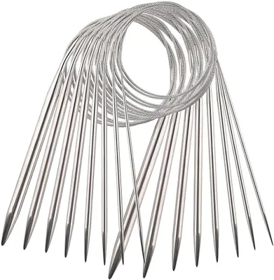 Produktbild von 8-teiliges Rundstricknadel-Set aus Edelstahl, austauschbare Häkelstricknadeln, Garnnadeln für Webprojekte, doppelspitzige, flexible Stricknadeln für Socken, Web-Strickset für Anfänger (4,5 mm, 5 mm, 5,5 mm, 6 mm, 7 mm, 8 mm, 9 mm, 10 mm)