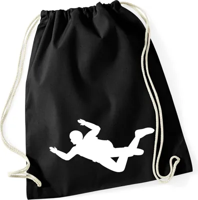 Produktbild von Huuraa Turnbeutel Skydiving Silhouette 12 Liter Black Baumwolle Rucksack Geschenkidee
