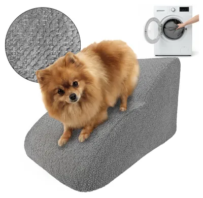 Produktbild von Muralo Treppe für Hund und Katze RAMPE HUNDETREPPE Treppe für Haustiere 2 Stufen Grau Bouclé Stoff