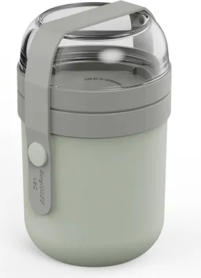 Produktbild von BergHOFF LEO - Joghurtbecher To Go 470ml  - mit 2 getrennten Behältern - Spülmaschinenfest - Grun