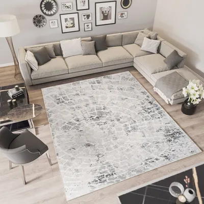 Obrázek produktu pro Koberec s krátkým vlasem Moderní design Ložnice Obývací pokoj Vintage Melírovaný Šedý Krémový ÖKOTEX 160 x 220 cm