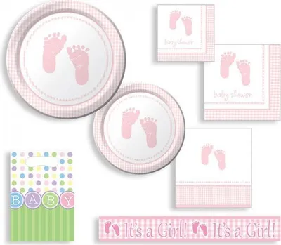 Produktbild von 16 Servietten Baby Füßchen rosa
