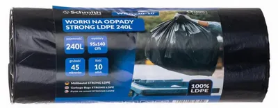 Produktbild von Müllsack 240l Abfallsack 10 Stk. Schmith LDPE Müllbeutel Müllsäcke extra stark 240 Liter Profi Müllentsorgung Reißfest Container
