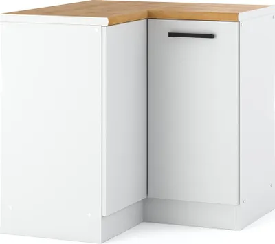 Zdjęcie produktu dla Szafka Kuchenna Stojąca Narożna Duża Pojemna Z Blatem 90Cm Blande Biała Mat