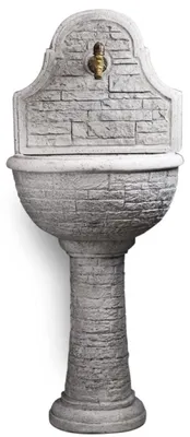 Produktbild von Casa Padrino Jugendstil Wandbrunnen Grau / Antik Messing H. 122 cm