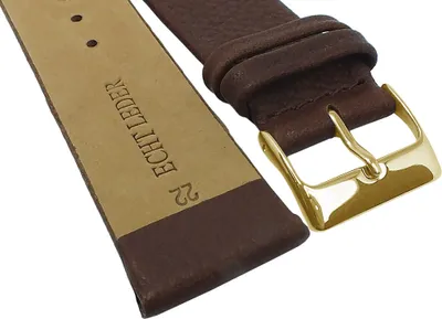 Produktbild von Herzog Uhrenarmband genarbt | Design I Leder braun 29088, Stegbreite:22mm, Schließe:Gelbgolden