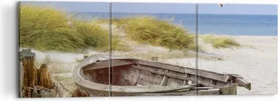 Produktbild von Bild auf Leinwand - Leinwandbild - 3 Teile - Strand Möwen £ódŸ - 120x40cm - Wand Bild - Wanddeko - Wandbilder - Leinwanddruck - Bilder - Wanddekoration - Leinwand bilder - Wandbild - CA120x40-4170