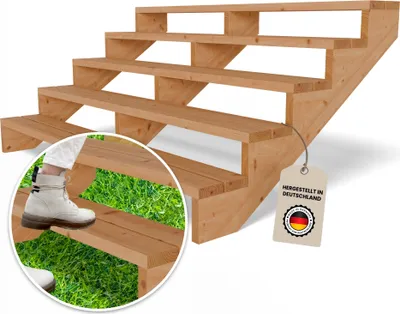 Produktbild von Terrassentreppe aus Lärche Treppe Stufen Wangentreppe Breite Größe: 5-stufig Breite: 190 cm