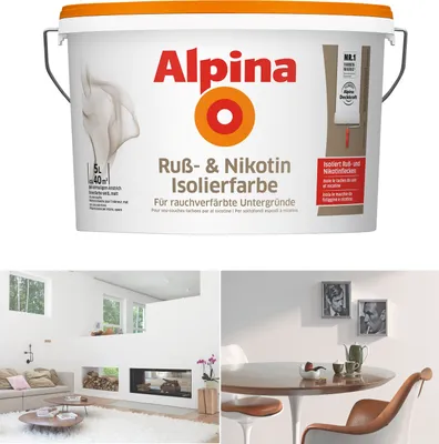 Produktbild von Alpina Ruß- & Nikotin Isolierfarbe 5 Liter weiß matt
