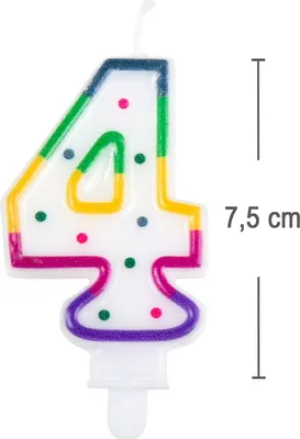 Produktbild von Geburtstagskerze Zahlen 0-9 Zahlenkerze 7,5 cm Kuchen-Deko, Ihre gewünschte Zahl:4