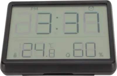 Obrázek produktu pro Digitální budík se zobrazením teploty a vlhkosti, nástěnný, se stojanem, magnetický, černý