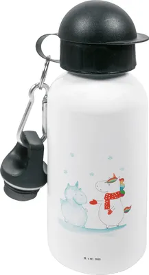Produktbild von Mr. & Mrs. Panda Trinkflasche Einhorn Schneemann - Weiß - Geschenk, Winter, Unicorn, Kinder, Kuchen, für den Kindergarten, Schnee, Kita, Weihnachten, Wasserflasche