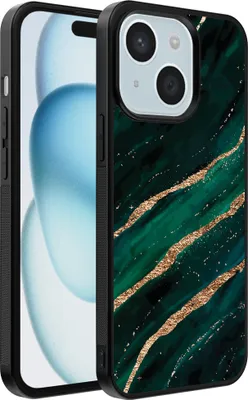 Produktbild von Handyhülle passend für iPhone 15 mit Marmordruck - TPU Back Cover Case Marble Design - Grün Gold