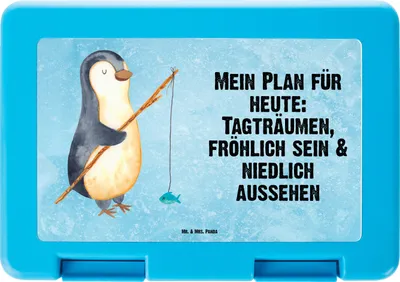 Produktbild von Mr. & Mrs. Panda Brotbehälter Pinguin Angler - Eisblau - Geschenk, Essensbox, Vesperbox, Snackbox, Neustart, Geschenkidee, Motiviert, Bentobox, Brotzeitbox, Urlaub