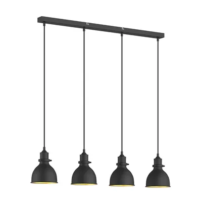 Produktbild von Lindby Pendelleuchte Jasminka, schwarz/gold, Metall, 4-flg.