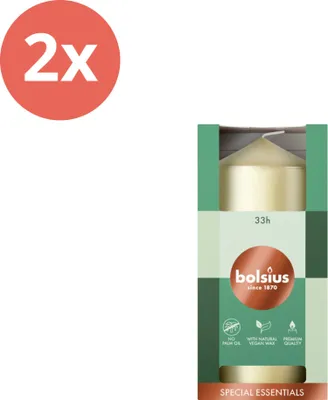 Image de Bolsius - Bougies - Essentials - 120/58 - 1 par paquet - Blanc argenté - Pack avantage - 2 pièces