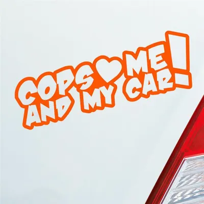 Produktbild von Auto Aufkleber Cops Love me and my Car! Racing Rennen Tuning 15x5 cm Orange Sticker Heckscheibenaufkleber