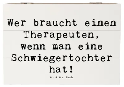 Produktbild von Mr. & Mrs. Panda Kiste Spruch Schwiegertochter Humor 22 x 15 cm - Weiß - Geschenk, Konflikte, Schatzkiste, wertschätzende Geschenke, Verwandte, Familienmitglieder, Box