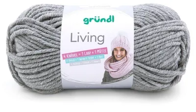 Produktbild von Gründl Wolle Living, 100 gr., tolle Schal- und Mützenwolle,  80 % Polyacryl/20% Polyamid mittelgrau (05)