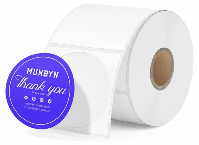 Runde Thermoetiketten, 2 Zoll, 750 Stück, weiß/blau, selbstklebend