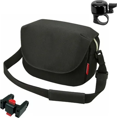 Immagine prodotto di Rixen & Kaul Reisen-thel Borsa da manubrio Borsa a tracolla Funbag Nera con adattatore per manubrio incl. campanello per bicicletta