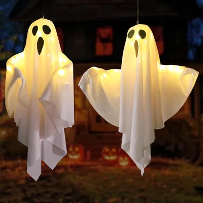 LED-Halloween-Geister-Deko, 2 Stück, leuchtend, hängend
